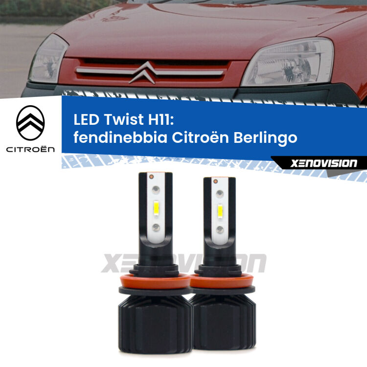 <strong>Kit fendinebbia LED</strong> H11 per <strong>Citroën Berlingo</strong>  con luci svolta. Compatte, impermeabili, senza ventola: praticamente indistruttibili. Top Quality.