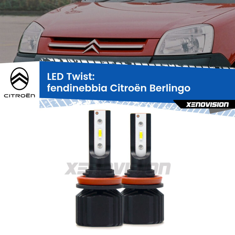 <strong>Kit fendinebbia LED</strong> per <strong>Citroën Berlingo</strong>  con luci svolta. Compatte, impermeabili, senza ventola: praticamente indistruttibili. Top Quality.