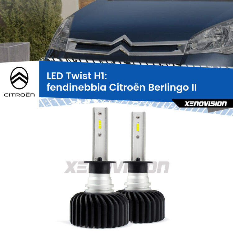 <strong>Kit fendinebbia LED</strong> H1 per <strong>Citroën Berlingo</strong> II senza luci svolta. Compatte, impermeabili, senza ventola: praticamente indistruttibili. Top Quality.