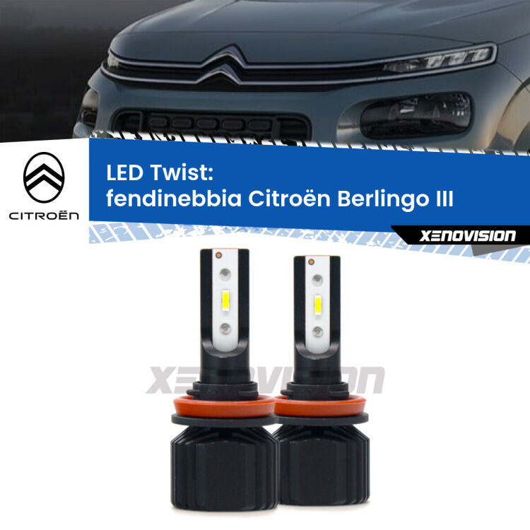 <strong>Kit fendinebbia LED</strong> per <strong>Citroën Berlingo</strong> III 2018 in poi. Compatte, impermeabili, senza ventola: praticamente indistruttibili. Top Quality.