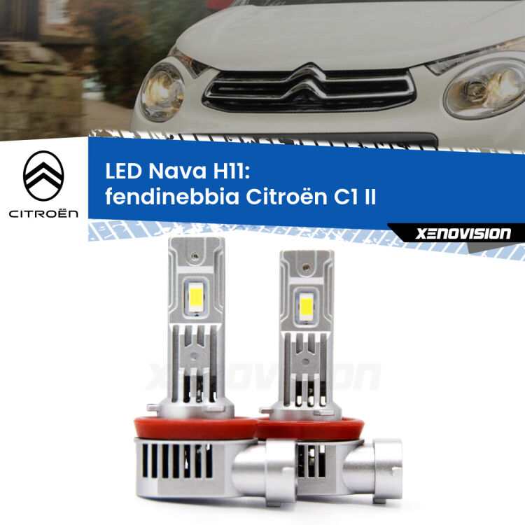 <strong>Fendinebbia LED no-spie per Citroën C1</strong> II 2014 in poi. Coppia lampade <strong>H11</strong> modello Nava canbus, raffreddate a ventola.