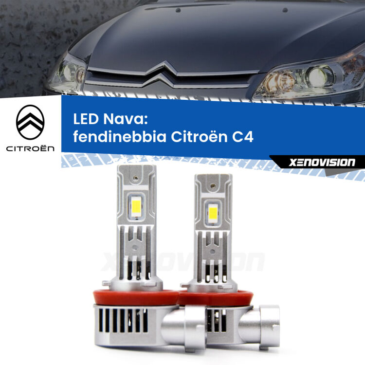 <strong>Fendinebbia LED no-spie per Citroën C4</strong>  2004 - 2009. Coppia lampade <strong>H11</strong>/H9/H8/H16(JP) modello Nava canbus, raffreddate a ventola.