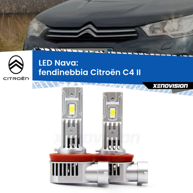 <strong>Fendinebbia LED no-spie per Citroën C4</strong> II 2009 - 2016. Coppia lampade <strong>H11</strong>/H9/H8/H16(JP) modello Nava canbus, raffreddate a ventola.