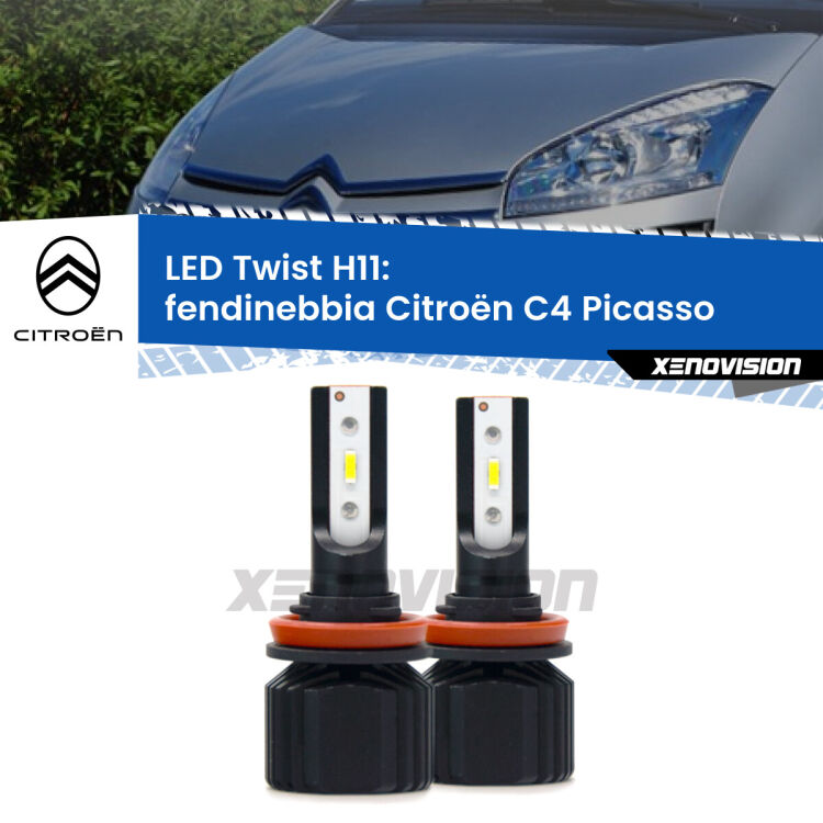 <strong>Kit fendinebbia LED</strong> H11 per <strong>Citroën C4 Picasso</strong>  2006 - 2013. Compatte, impermeabili, senza ventola: praticamente indistruttibili. Top Quality.