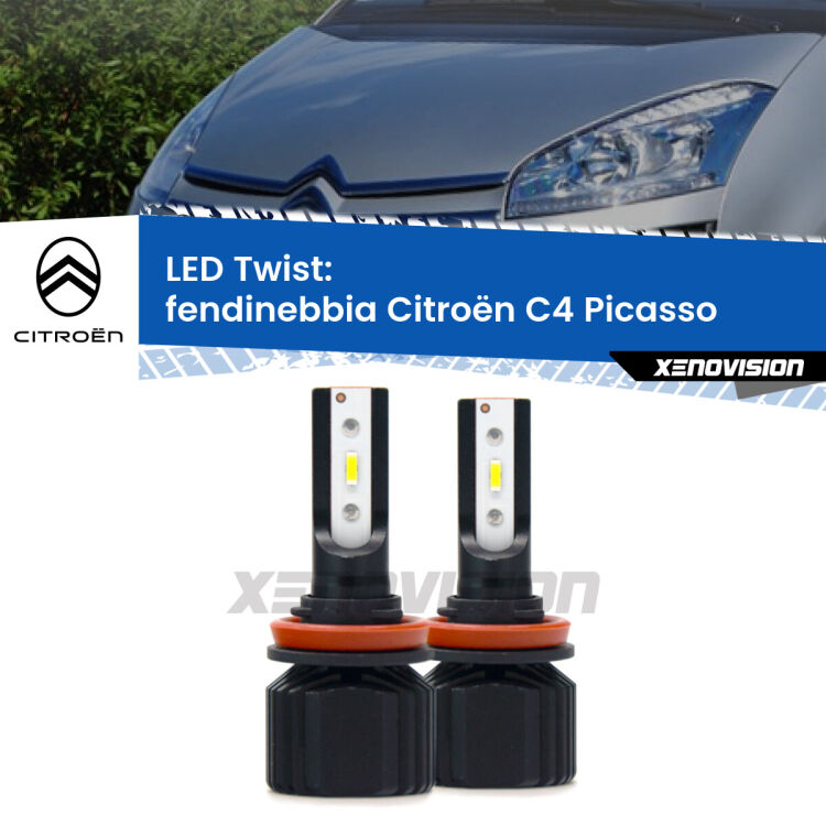 <strong>Kit fendinebbia LED</strong> per <strong>Citroën C4 Picasso</strong>  2006 - 2013. Compatte, impermeabili, senza ventola: praticamente indistruttibili. Top Quality.