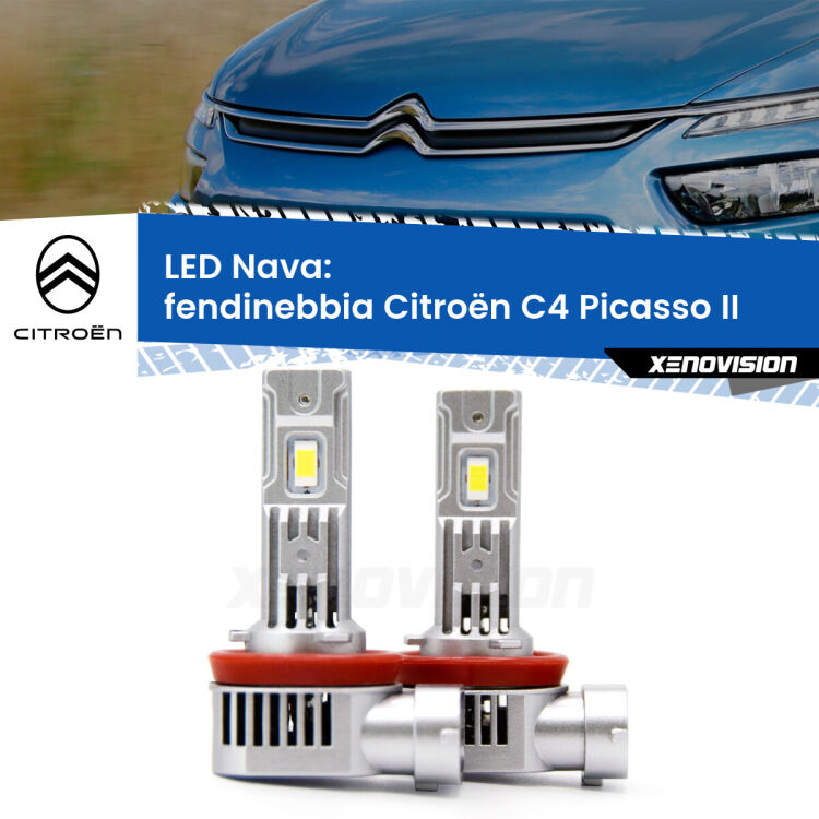 <strong>Fendinebbia LED no-spie per Citroën C4 Picasso</strong> II 2013 in poi. Coppia lampade <strong>H11</strong>/H9/H8/H16(JP) modello Nava canbus, raffreddate a ventola.