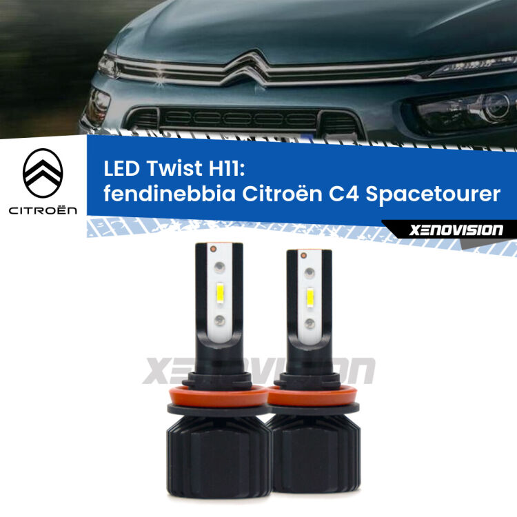 <strong>Kit fendinebbia LED</strong> H11 per <strong>Citroën C4 Spacetourer</strong>  2018 in poi. Compatte, impermeabili, senza ventola: praticamente indistruttibili. Top Quality.