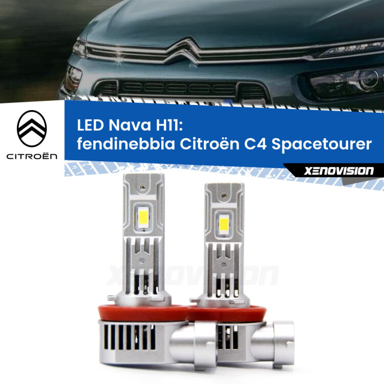 <strong>Fendinebbia LED no-spie per Citroën C4 Spacetourer</strong>  2018 in poi. Coppia lampade <strong>H11</strong> modello Nava canbus, raffreddate a ventola.