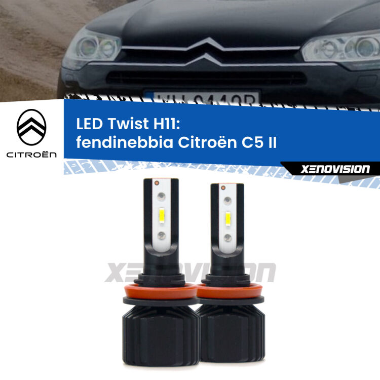 <strong>Kit fendinebbia LED</strong> H11 per <strong>Citroën C5</strong> II 2008 - 2014. Compatte, impermeabili, senza ventola: praticamente indistruttibili. Top Quality.