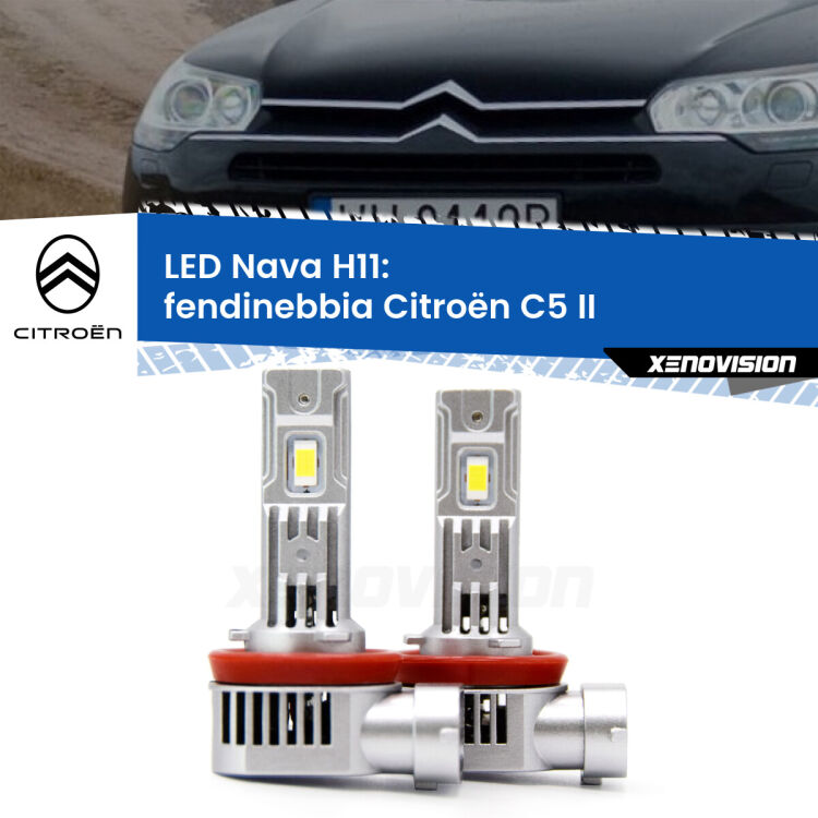 <strong>Fendinebbia LED no-spie per Citroën C5</strong> II 2008 - 2014. Coppia lampade <strong>H11</strong> modello Nava canbus, raffreddate a ventola.