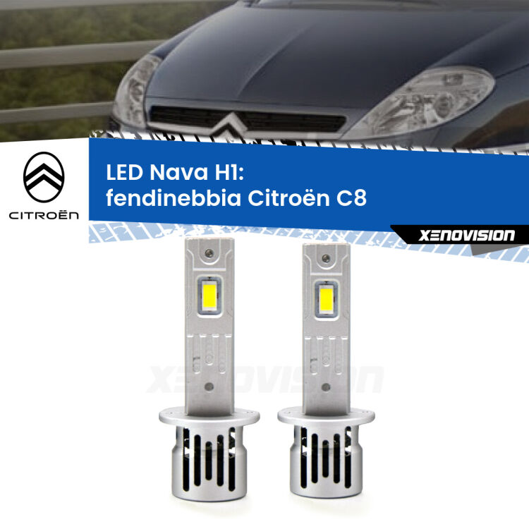 <strong>Fendinebbia LED no-spie per Citroën C8</strong>  2002 - 2010. Coppia lampade <strong> H1</strong> modello Nava canbus, raffreddate a ventola.