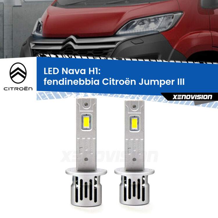 <strong>Fendinebbia LED no-spie per Citroën Jumper</strong> III in poi. Coppia lampade <strong> H1</strong> modello Nava canbus, raffreddate a ventola.