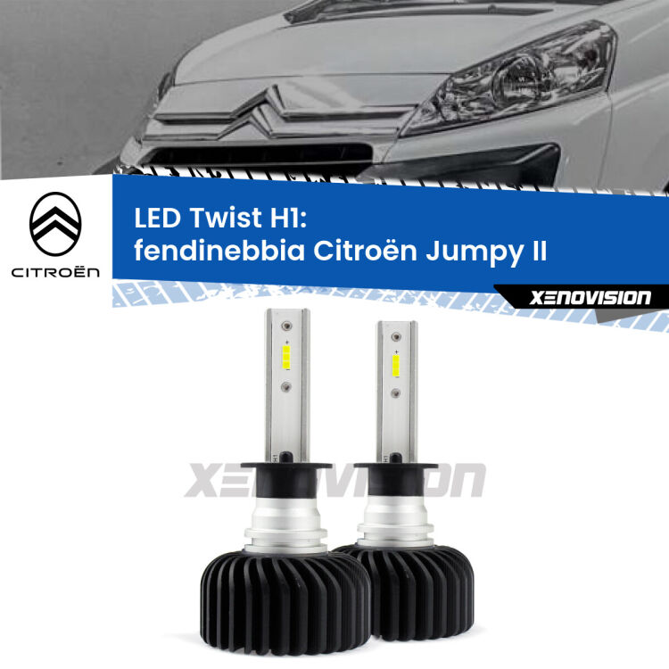 <strong>Kit fendinebbia LED</strong> H1 per <strong>Citroën Jumpy</strong> II 2006 - 2015. Compatte, impermeabili, senza ventola: praticamente indistruttibili. Top Quality.