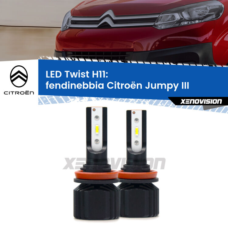 <strong>Kit fendinebbia LED</strong> H11 per <strong>Citroën Jumpy</strong> III 2016 in poi. Compatte, impermeabili, senza ventola: praticamente indistruttibili. Top Quality.