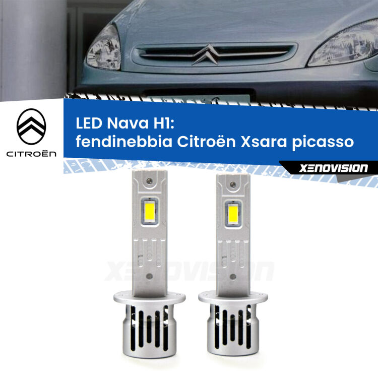 <strong>Fendinebbia LED no-spie per Citroën Xsara picasso</strong>  prima serie. Coppia lampade <strong> H1</strong> modello Nava canbus, raffreddate a ventola.