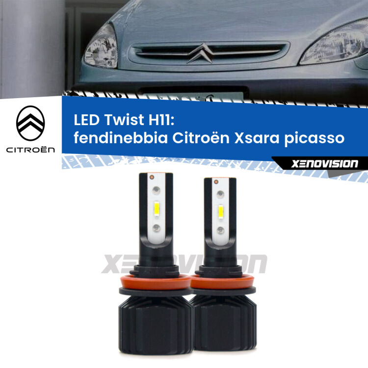 <strong>Kit fendinebbia LED</strong> H11 per <strong>Citroën Xsara picasso</strong>  restyling. Compatte, impermeabili, senza ventola: praticamente indistruttibili. Top Quality.