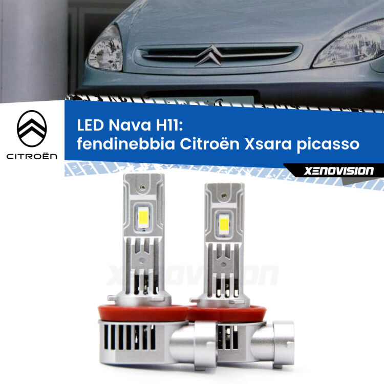 <strong>Fendinebbia LED no-spie per Citroën Xsara picasso</strong>  restyling. Coppia lampade <strong>H11</strong> modello Nava canbus, raffreddate a ventola.