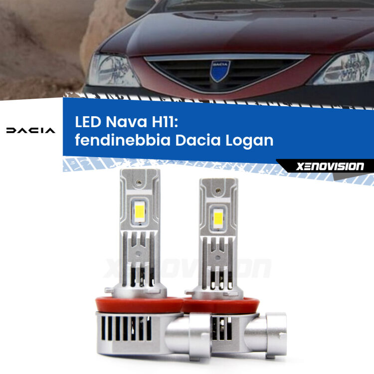 <strong>Fendinebbia LED no-spie per Dacia Logan</strong>  2004 - 2009. Coppia lampade <strong>H11</strong> modello Nava canbus, raffreddate a ventola.