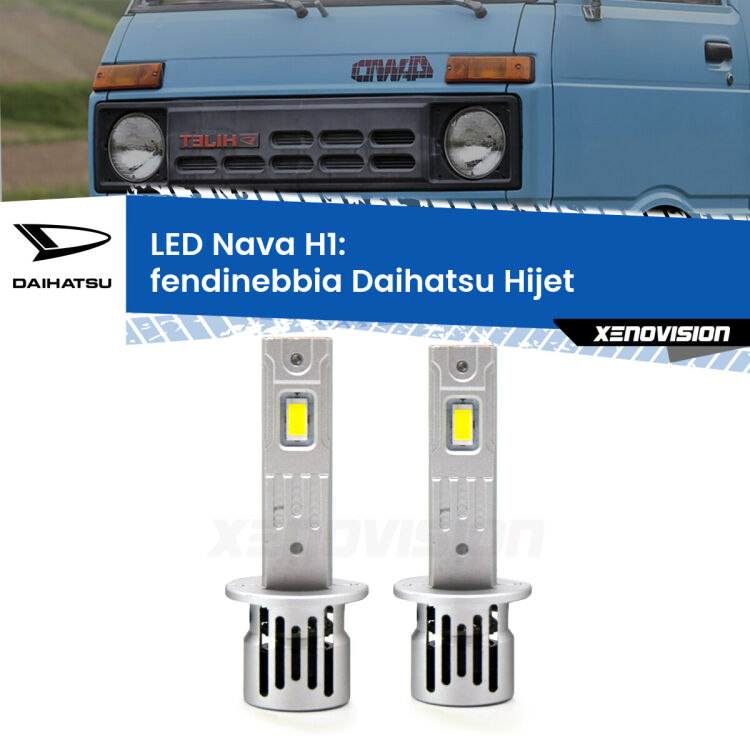 <strong>Fendinebbia LED no-spie per Daihatsu Hijet</strong>  1992 - 2005. Coppia lampade <strong> H1</strong> modello Nava canbus, raffreddate a ventola.