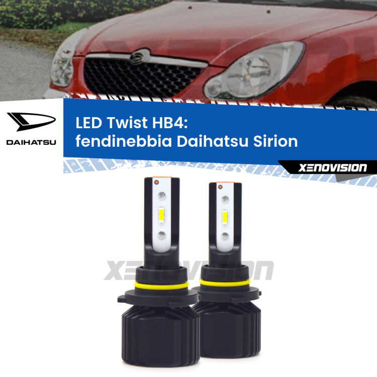 <strong>Kit fendinebbia LED</strong> HB4 per <strong>Daihatsu Sirion</strong>  2005 - 2008. Compatte, impermeabili, senza ventola: praticamente indistruttibili. Top Quality.