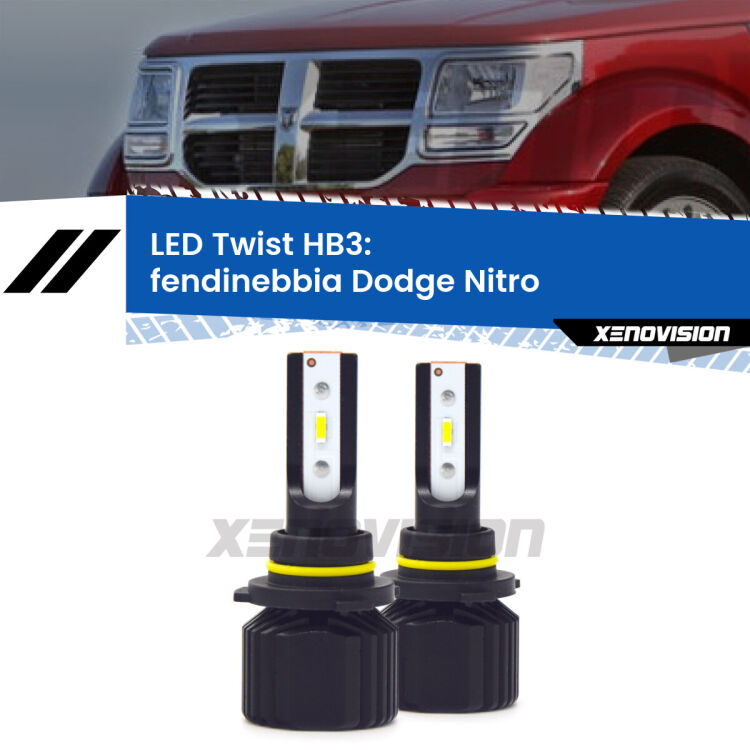 <strong>Kit fendinebbia LED</strong> HB3 per <strong>Dodge Nitro</strong>  2006 - 2012. Compatte, impermeabili, senza ventola: praticamente indistruttibili. Top Quality.