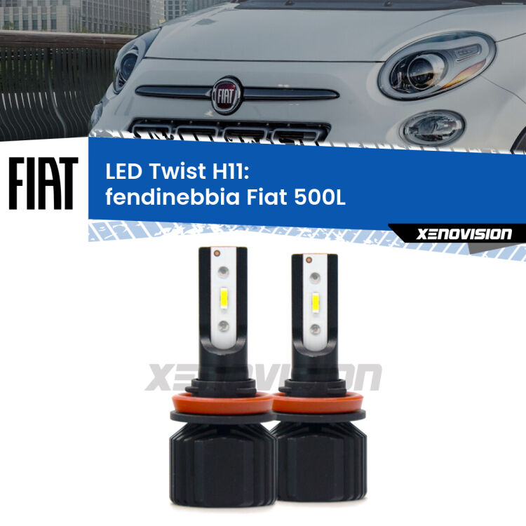 <strong>Kit fendinebbia LED</strong> per <strong>Fiat 500L</strong>  2012 - 2018. Compatte, impermeabili, senza ventola: praticamente indistruttibili. Top Quality.