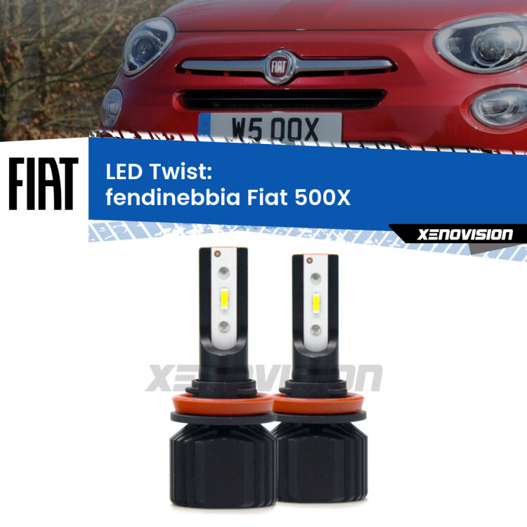 <strong>Kit fendinebbia LED</strong> per <strong>Fiat 500X</strong>  2014 in poi. Compatte, impermeabili, senza ventola: praticamente indistruttibili. Top Quality.