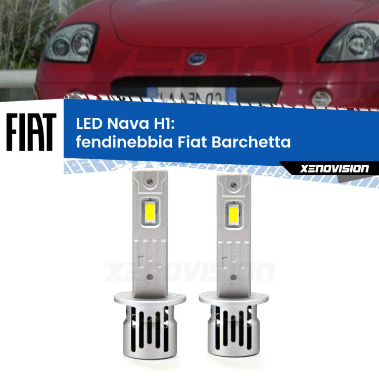 <strong>Fendinebbia LED no-spie per Fiat Barchetta</strong>  1995 - 2005. Coppia lampade <strong> H1</strong> modello Nava canbus, raffreddate a ventola.