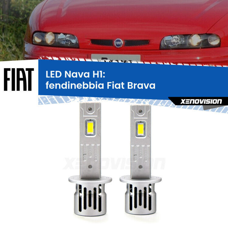 <strong>Fendinebbia LED no-spie per Fiat Brava</strong>  1995 - 2001. Coppia lampade <strong> H1</strong> modello Nava canbus, raffreddate a ventola.