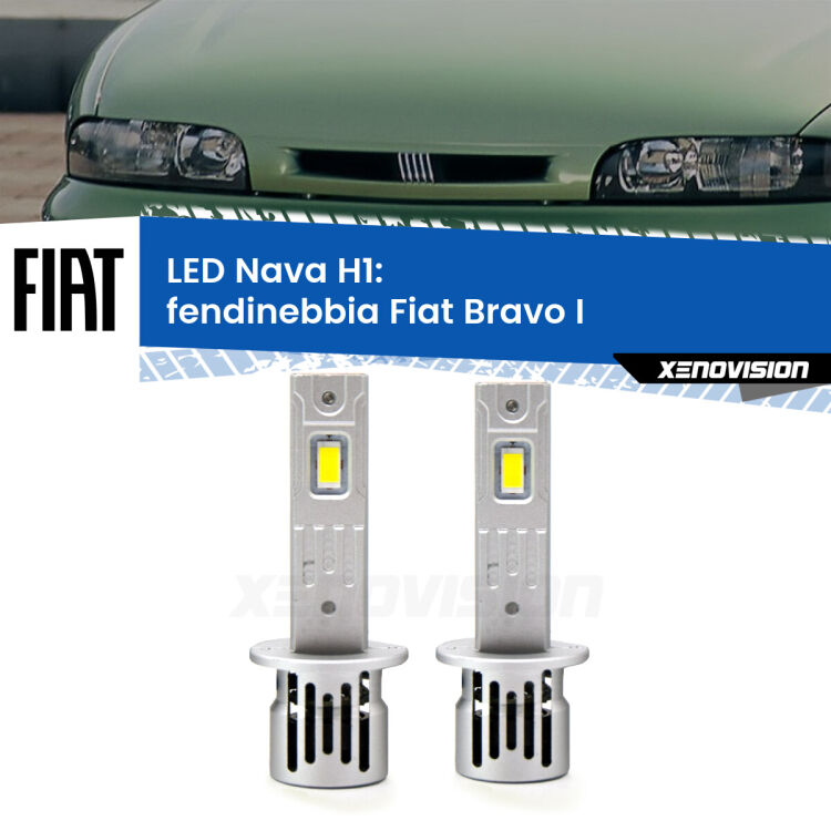 <strong>Fendinebbia LED no-spie per Fiat Bravo I</strong>  1995 - 2001. Coppia lampade <strong> H1</strong> modello Nava canbus, raffreddate a ventola.