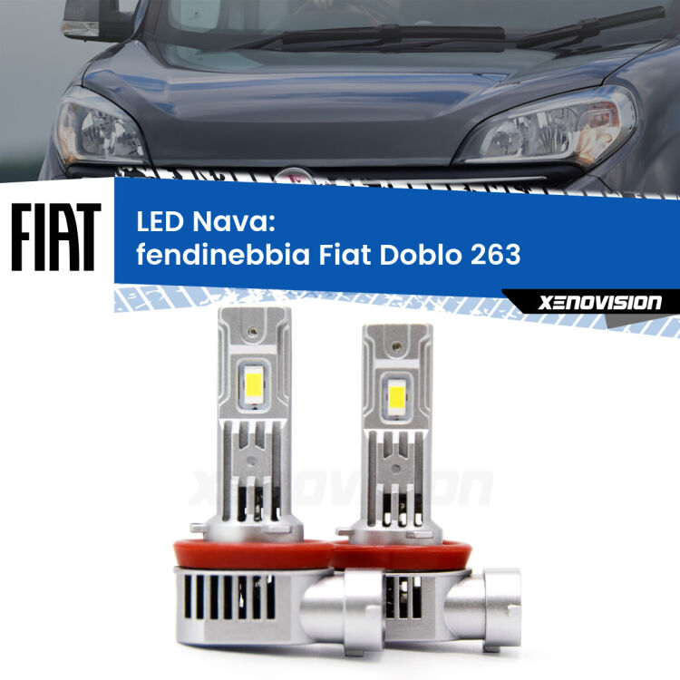 <strong>Fendinebbia LED no-spie per Fiat Doblo</strong> 263 2015 - 2016. Coppia lampade <strong>H11</strong>/H9/H8/H16(JP) modello Nava canbus, raffreddate a ventola.