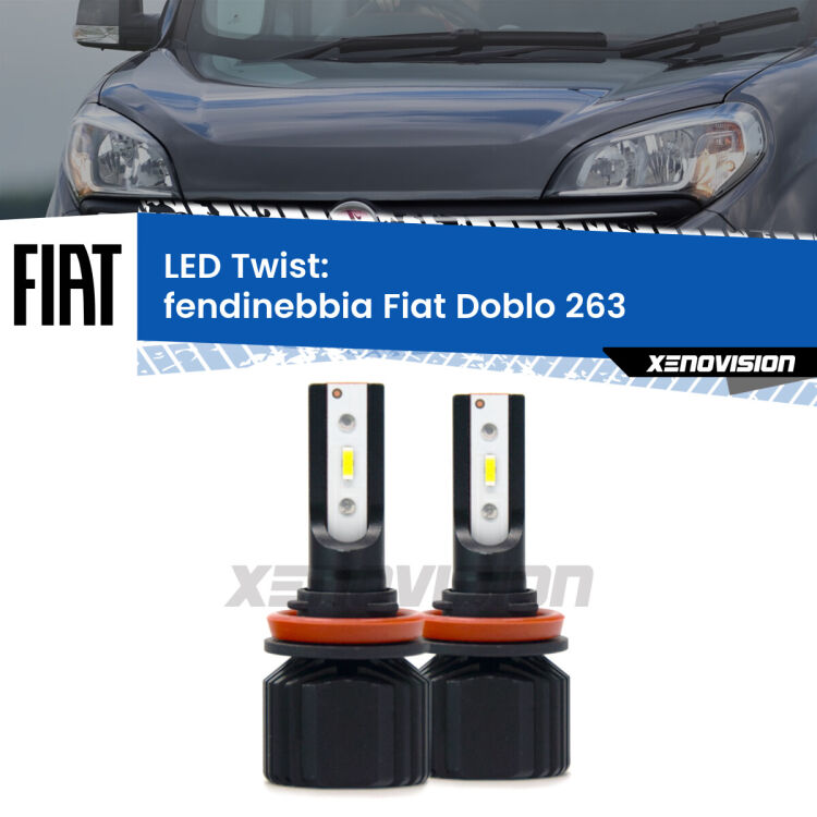 <strong>Kit fendinebbia LED</strong> per <strong>Fiat Doblo</strong> 263 2015 - 2016. Compatte, impermeabili, senza ventola: praticamente indistruttibili. Top Quality.