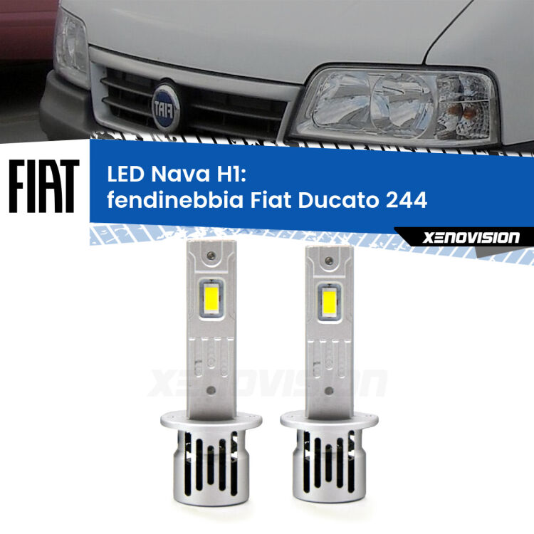 <strong>Fendinebbia LED no-spie per Fiat Ducato</strong> 244 2002 - 2006. Coppia lampade <strong> H1</strong> modello Nava canbus, raffreddate a ventola.