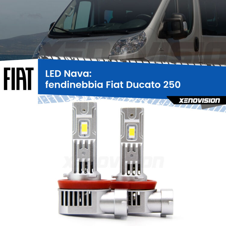 <strong>Fendinebbia LED no-spie per Fiat Ducato</strong> 250 2014 - 2018. Coppia lampade <strong>H11</strong>/H9/H8/H16(JP) modello Nava canbus, raffreddate a ventola.