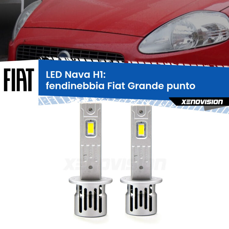 <strong>Fendinebbia LED no-spie per Fiat Grande punto</strong>  2005 - 2018. Coppia lampade <strong> H1</strong> modello Nava canbus, raffreddate a ventola.