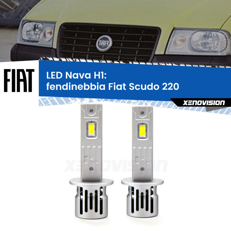 <strong>Fendinebbia LED no-spie per Fiat Scudo</strong> 220 2004 - 2006. Coppia lampade <strong> H1</strong> modello Nava canbus, raffreddate a ventola.