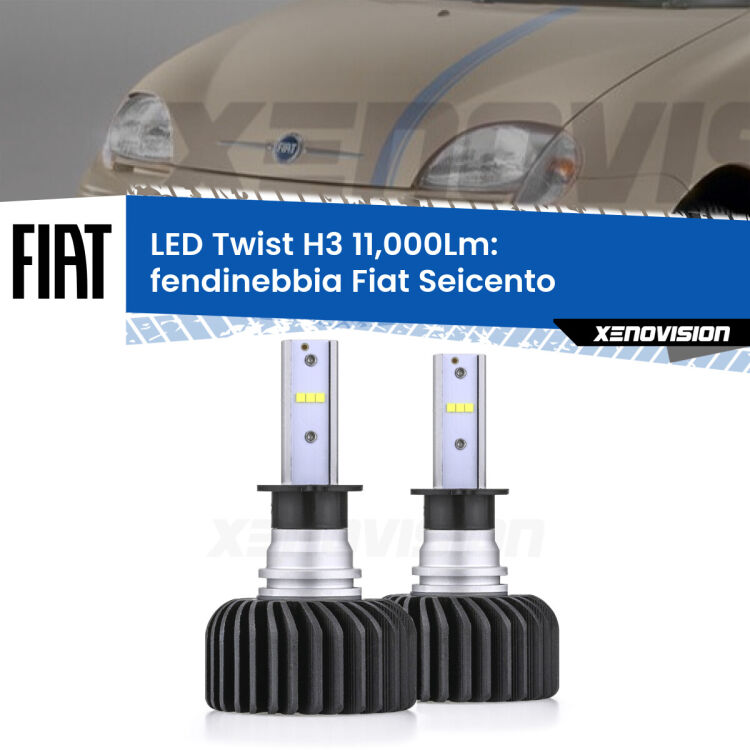 FINE SERIE: NO GARANZIA <strong>Kit fendinebbia LED</strong> H3 per <strong>Fiat Seicento</strong>  1998 - 2010. Compatte, impermeabili, senza ventola: praticamente indistruttibili. Top Quality.