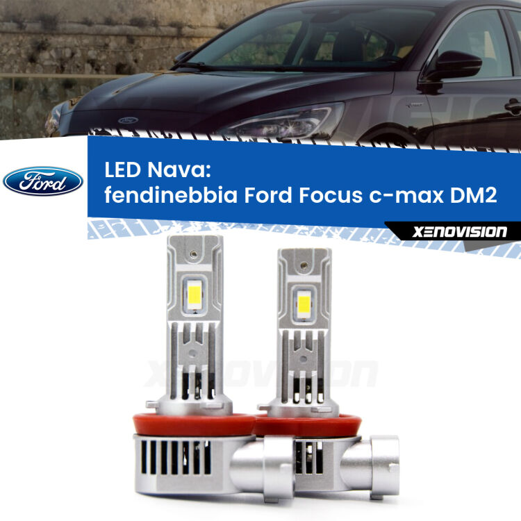 <strong>Fendinebbia LED no-spie per Ford Focus c-max</strong> DM2 2003 - 2007. Coppia lampade <strong>H11</strong>/H9/H8/H16(JP) modello Nava canbus, raffreddate a ventola.