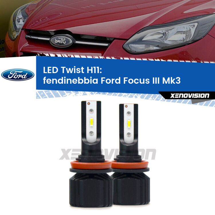 <strong>Kit fendinebbia LED</strong> per <strong>Ford Focus III</strong> Mk3 2011 - 2017. Compatte, impermeabili, senza ventola: praticamente indistruttibili. Top Quality.