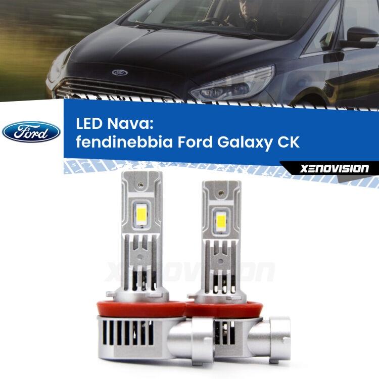 <strong>Fendinebbia LED no-spie per Ford Galaxy</strong> CK 2015 - 2018. Coppia lampade <strong>H11</strong>/H9/H8/H16(JP) modello Nava canbus, raffreddate a ventola.