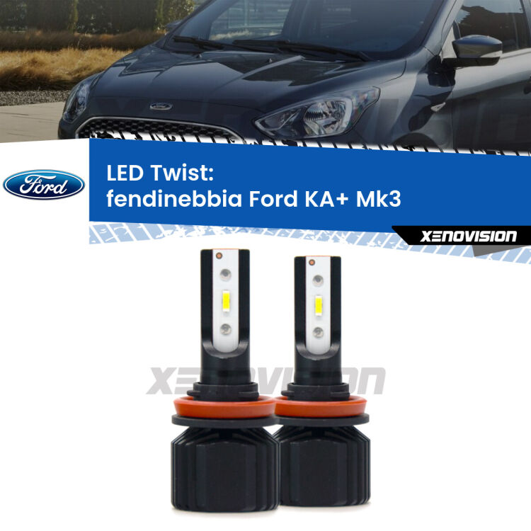 <strong>Kit fendinebbia LED</strong> per <strong>Ford KA+</strong> Mk3 2014 - 2018. Compatte, impermeabili, senza ventola: praticamente indistruttibili. Top Quality.