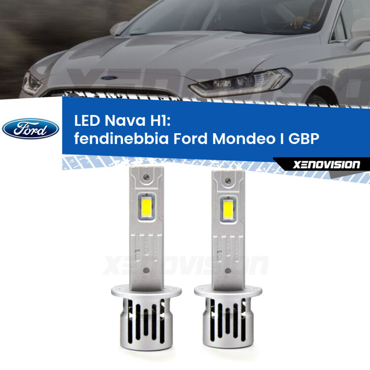 <strong>Fendinebbia LED no-spie per Ford Mondeo I</strong> GBP 1993 - 1996. Coppia lampade <strong> H1</strong> modello Nava canbus, raffreddate a ventola.