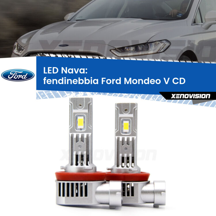 <strong>Fendinebbia LED no-spie per Ford Mondeo V</strong> CD 2012 - 2016. Coppia lampade <strong>H11</strong>/H9/H8/H16(JP) modello Nava canbus, raffreddate a ventola.