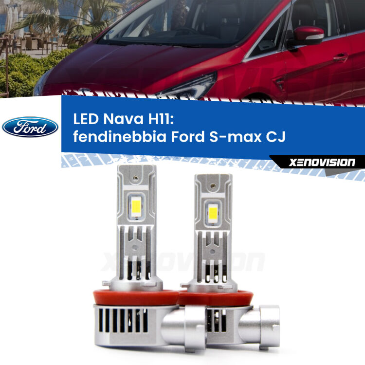 <strong>Fendinebbia LED no-spie per Ford S-max</strong> CJ 2015 - 2018. Coppia lampade <strong>H11</strong>/H9/H8/H16(JP) modello Nava canbus, raffreddate a ventola.