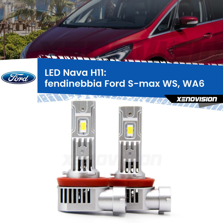 <strong>Fendinebbia LED no-spie per Ford S-max</strong> WS, WA6 2006 - 2014. Coppia lampade <strong>H11</strong>/H9/H8/H16(JP) modello Nava canbus, raffreddate a ventola.