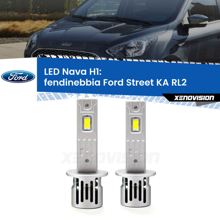 <strong>Fendinebbia LED no-spie per Ford Street KA</strong> RL2 2003 - 2005. Coppia lampade <strong> H1</strong> modello Nava canbus, raffreddate a ventola.