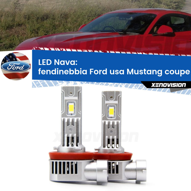 <strong>Fendinebbia LED no-spie per Ford usa Mustang coupe</strong>  2014 - 2016. Coppia lampade <strong>H11</strong>/H9/H8/H16(JP) modello Nava canbus, raffreddate a ventola.