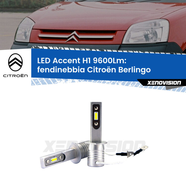 <strong>Kit LED Fendinebbia per Citroën Berlingo</strong>  senza luci svolta.</strong> Coppia lampade <strong>H1</strong> senza ventola e ultracompatte per installazioni in fari senza spazi.