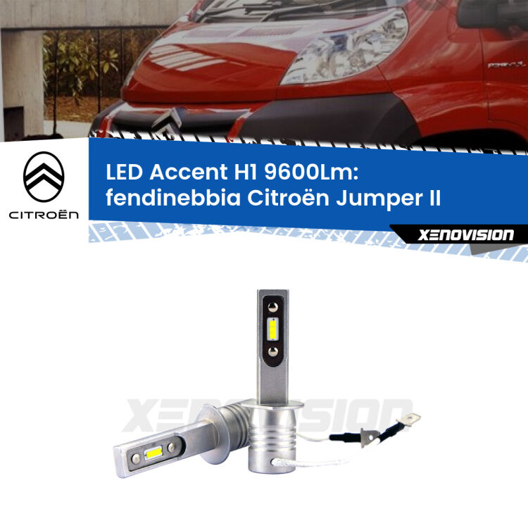 <strong>Kit LED Fendinebbia per Citroën Jumper</strong> II 2002 in poi.</strong> Coppia lampade <strong>H1</strong> senza ventola e ultracompatte per installazioni in fari senza spazi.