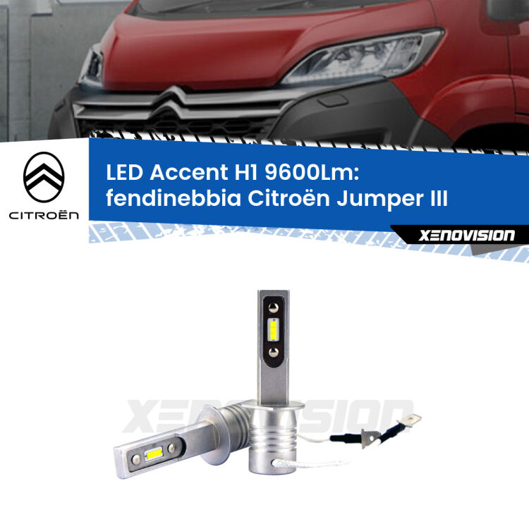 <strong>Kit LED Fendinebbia per Citroën Jumper</strong> III in poi.</strong> Coppia lampade <strong>H1</strong> senza ventola e ultracompatte per installazioni in fari senza spazi.